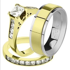 His & Her 14K G.P. Stainless Steel 2.50 Ct B